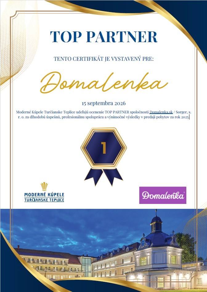 Domalenka – certifikát TOP predajca kúpeľov Turčianske Teplice